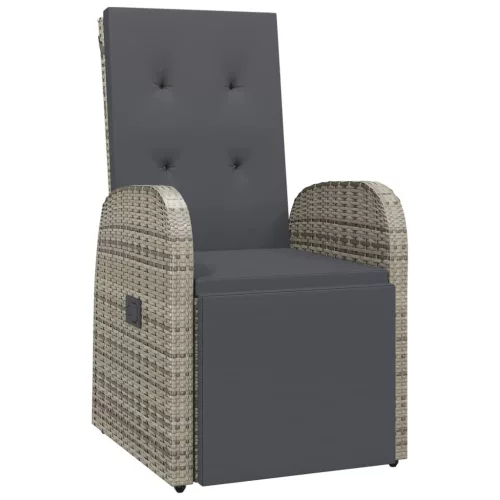  szürke dönthető háttámlás polyrattan kerti szék párnával