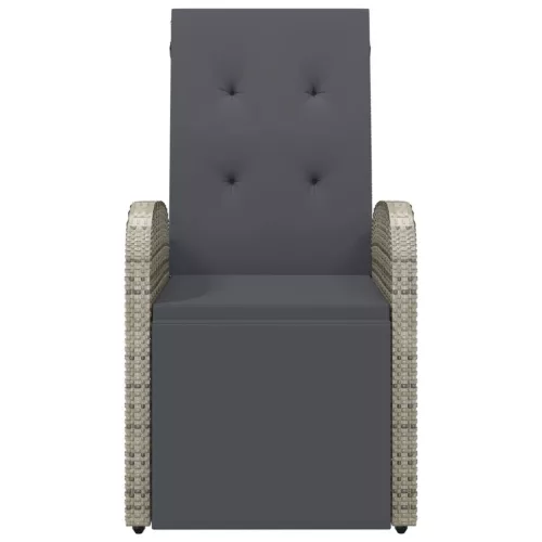  szürke dönthető háttámlás polyrattan kerti szék párnával