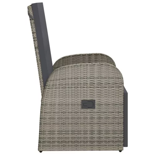  szürke dönthető háttámlás polyrattan kerti szék párnával