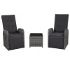  3 darabos szürke polyrattan bisztrószett párnákkal
