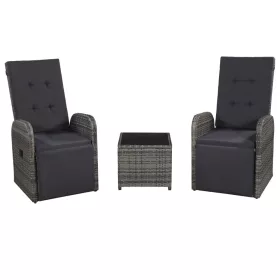  3 darabos szürke polyrattan bisztrószett párnákkal