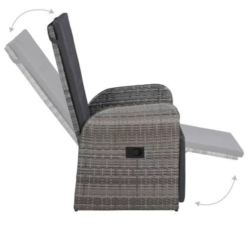  3 darabos szürke polyrattan bisztrószett párnákkal
