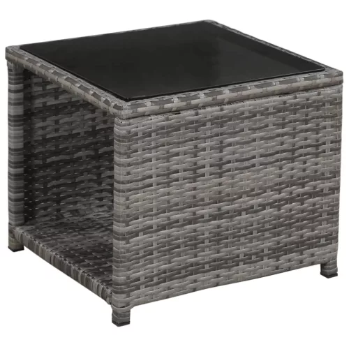  3 darabos szürke polyrattan bisztrószett párnákkal