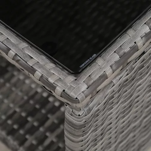  3 darabos szürke polyrattan bisztrószett párnákkal