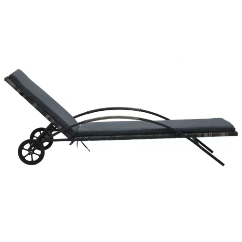  antracitszürke polyrattan napozóágyak asztallal