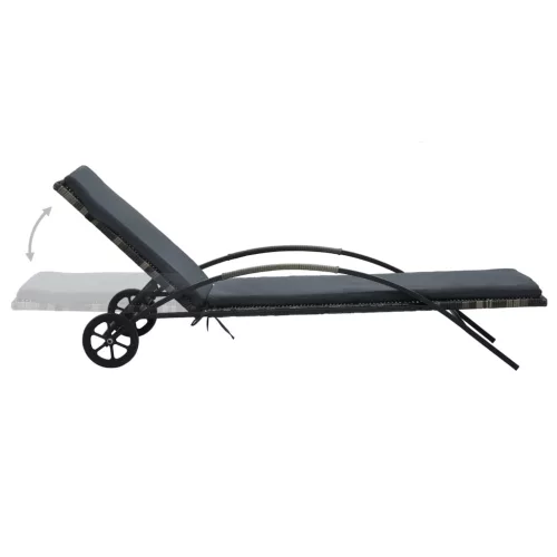  antracitszürke polyrattan napozóágyak asztallal