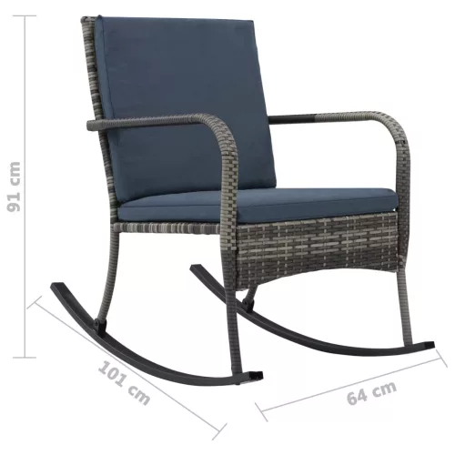  antracitszürke polyrattan kerti hintaszék