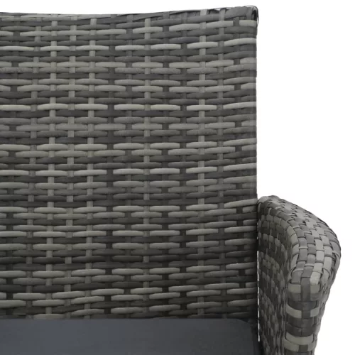  kétszemélyes antracitszürke polyrattan kanapé teázóasztallal