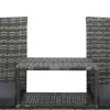  kétszemélyes antracitszürke polyrattan kanapé teázóasztallal