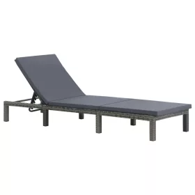  antracitszürke polyrattan napozóágy párnával