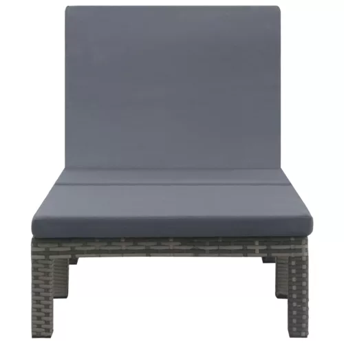  antracitszürke polyrattan napozóágy párnával