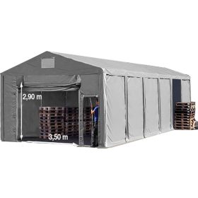   TP Vario 8x16m 3m oldalmagas raktársátor, bejárat típusa: felhúzható