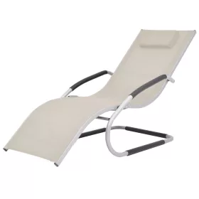    krémszínű alumínium és textilén napozóágy párnával
