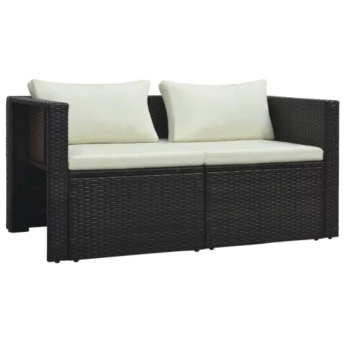  6-részes barna polyrattan kerti társalgószett párnákkal