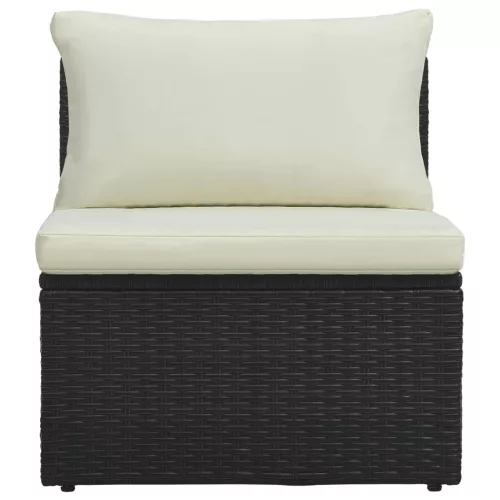  6-részes barna polyrattan kerti társalgószett párnákkal