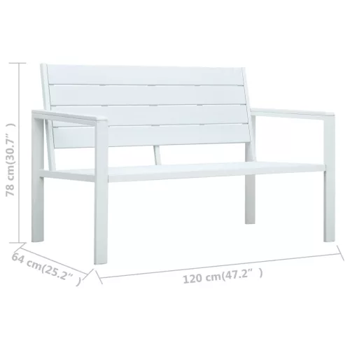  fehér fautánzatú HDPE kerti pad 120 cm