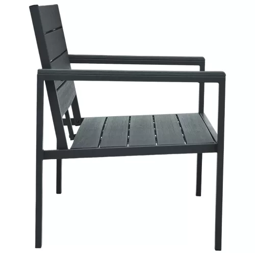  szürke fautánzatú HDPE kerti pad 120 cm