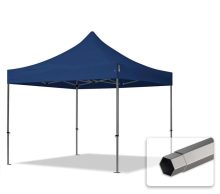   Professional összecsukható sátrak PREMIUM 350g/m2 ponyvával, acélszerkezettel, oldalfal nélkül - 3x3m kék