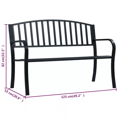  fekete acél kerti pad 125 cm