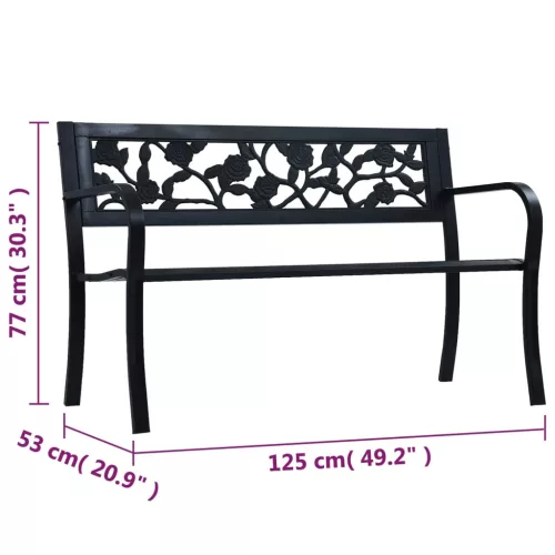  fekete acél kerti pad 125 cm