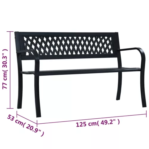  fekete acél kerti pad 125 cm