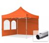 TP 3x3m összecsukható 800N alumínium pavilon, 2 db oldalfallal, hagyományos ablakkal - narancssárga