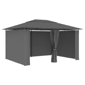  antracitszürke kerti pavilon függönyökkel 4 x 3 m
