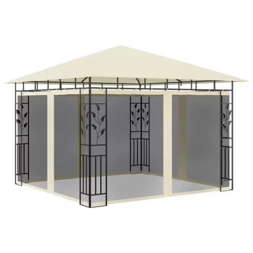  krémszínű pavilon szúnyoghálóval 3 x 3 x 2,73 m 180 g/m²