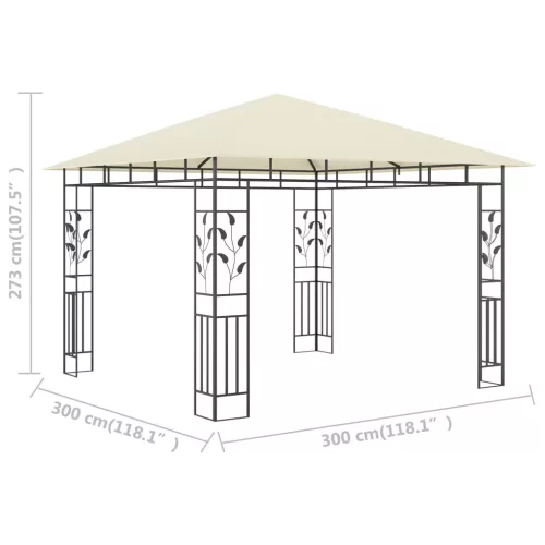  krémszínű pavilon szúnyoghálóval 3 x 3 x 2,73 m 180 g/m²
