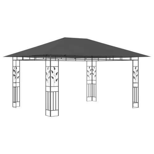  antracitszürke pavilon szúnyoghálóval 4 x 3 x 2,73 m 180 g/m²