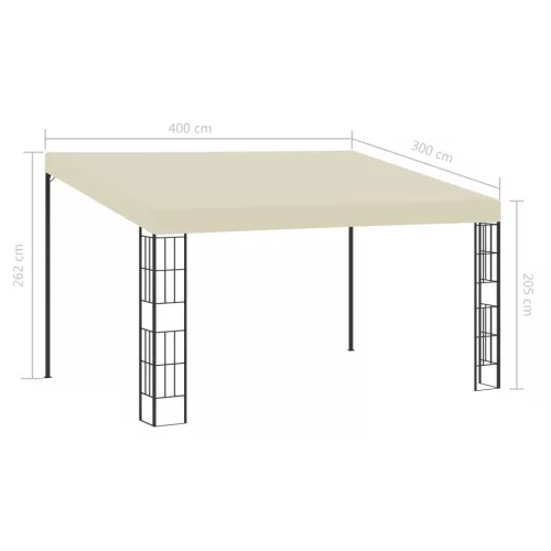  krémszínű falra szerelhető szövetpavilon 3 x 4 m