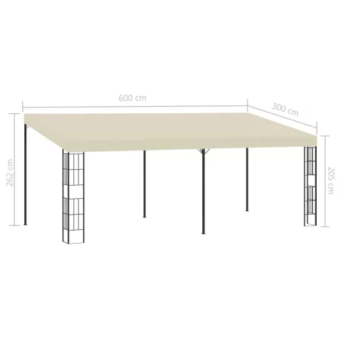  krémszínű falra szerelhető szövetpavilon 3 x 6 m