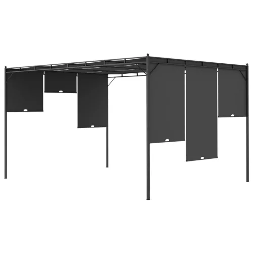  antracitszürke kerti pavilon oldalfüggönnyel 4 x 3 x 2,25 m