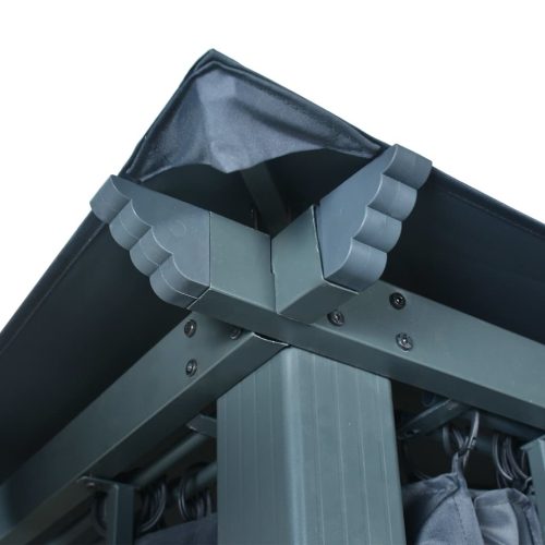  antracitszürke alumíniumpavilon függönnyel 400 x 300 cm