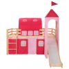 VID fenyőfa gyermek ágykeret csúszdával/létrával rózsaszín 97x208 cm