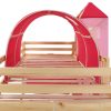 VID fenyőfa gyermek ágykeret csúszdával/létrával rózsaszín 97x208 cm