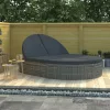  2 személyes szürke polyrattan kerti napozóágy párnával