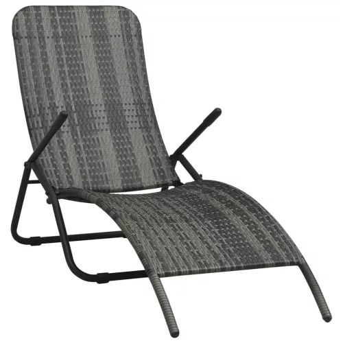  szürke összecsukható polyrattan napozóágy