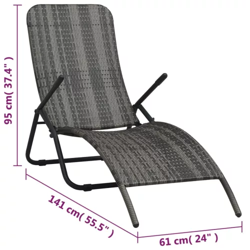  szürke összecsukható polyrattan napozóágy