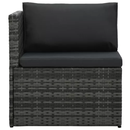  5-részes szürke polyrattan kerti ülőgarnitúra párnákkal