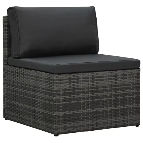  5-részes szürke polyrattan kerti ülőgarnitúra párnákkal