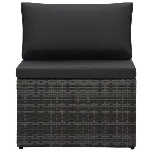  5-részes szürke polyrattan kerti ülőgarnitúra párnákkal