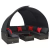  9 részes antracitszürke kerti polyrattan ülőgarnitúra párnákkal
