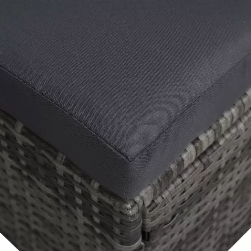  9 részes antracitszürke kerti polyrattan ülőgarnitúra párnákkal