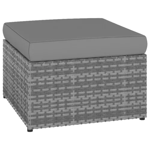  antracitszürke kerti polyrattan szék zsámollyal
