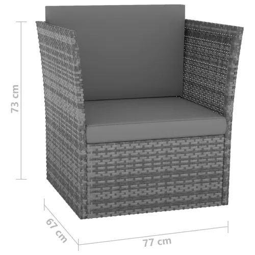  antracitszürke kerti polyrattan szék zsámollyal