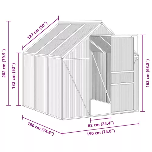  antracitszürke alumínium melegház alapzattal 3,61 m²