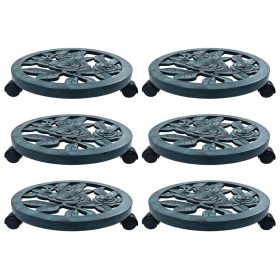  6 db zöld gurulós műanyag virágtartó 38 cm