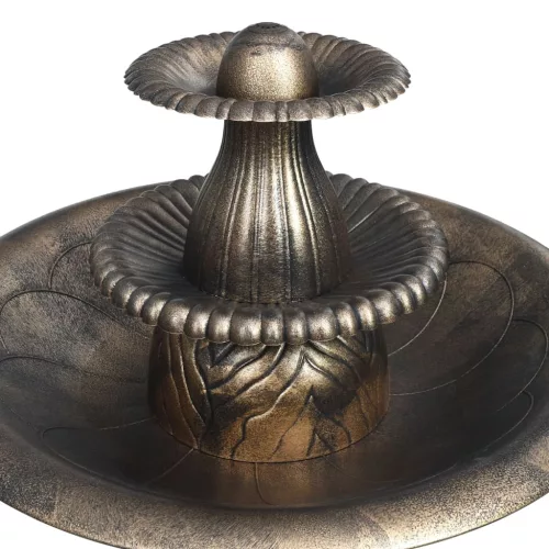  bronzszínű műanyag madárfürdető szökőkúttal 50 x 91 cm