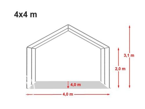 TP 4x4m standard rendezvénysátor, PVC 700 - fehér
